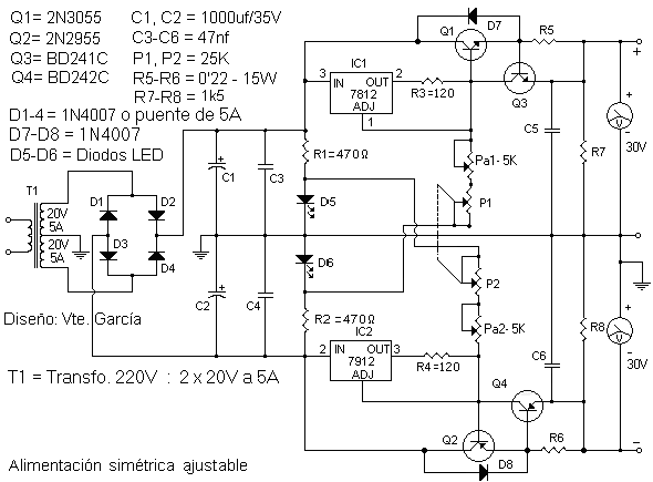 Fuente de poder regulada de 0 a 15 Vcc, 6, 10 o 30 A