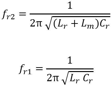 Durante un cambio de carga, la frecuencia de resonancia varía desde un valor mínimo (fr2) a un valor máximo (fr1)