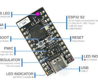 TinyS2 Tarjeta de desarrollo con SoC ESP32-S2