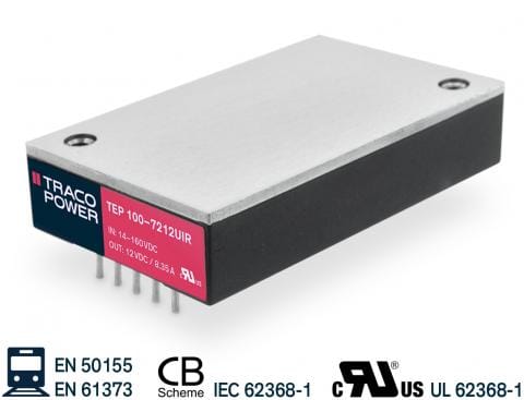 TEP 100UIR Convertidores DC/DC de 100 W para el sector ferroviario