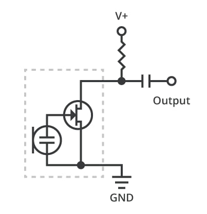 Esquema de aplicación de un micrófono ECM