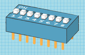 Ejemplo de un interruptor DIP