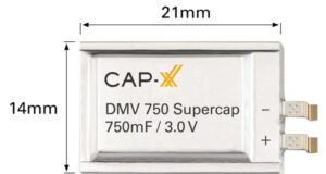 DMV750 Supercondensador prismático de 3 V y 750 mF con diseño ultradelgado