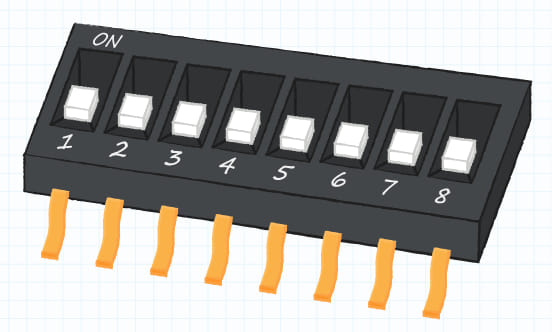 Ejemplo de un interruptor DIP común